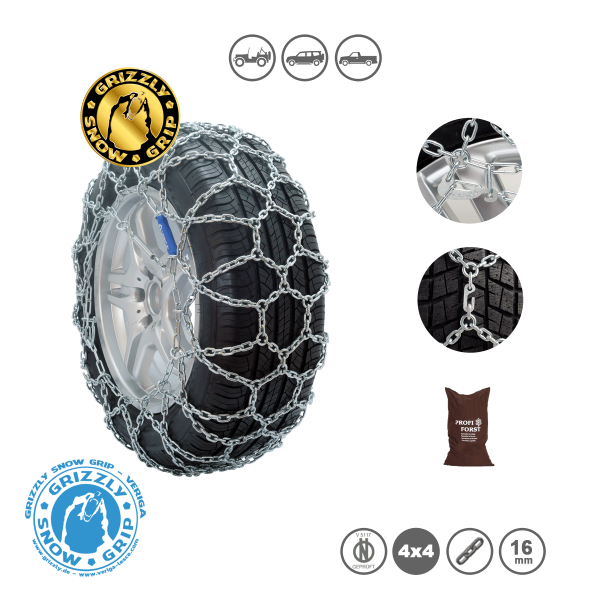 Schneekette Grizzly Profi Forst 315 Gelände 16 mm bis 3,5 t